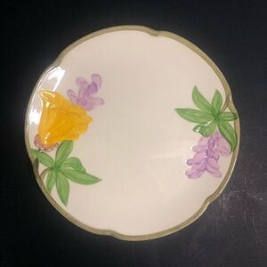 franciscan ware poppy bread and butter plate yellow and purple 6 1/4 inches